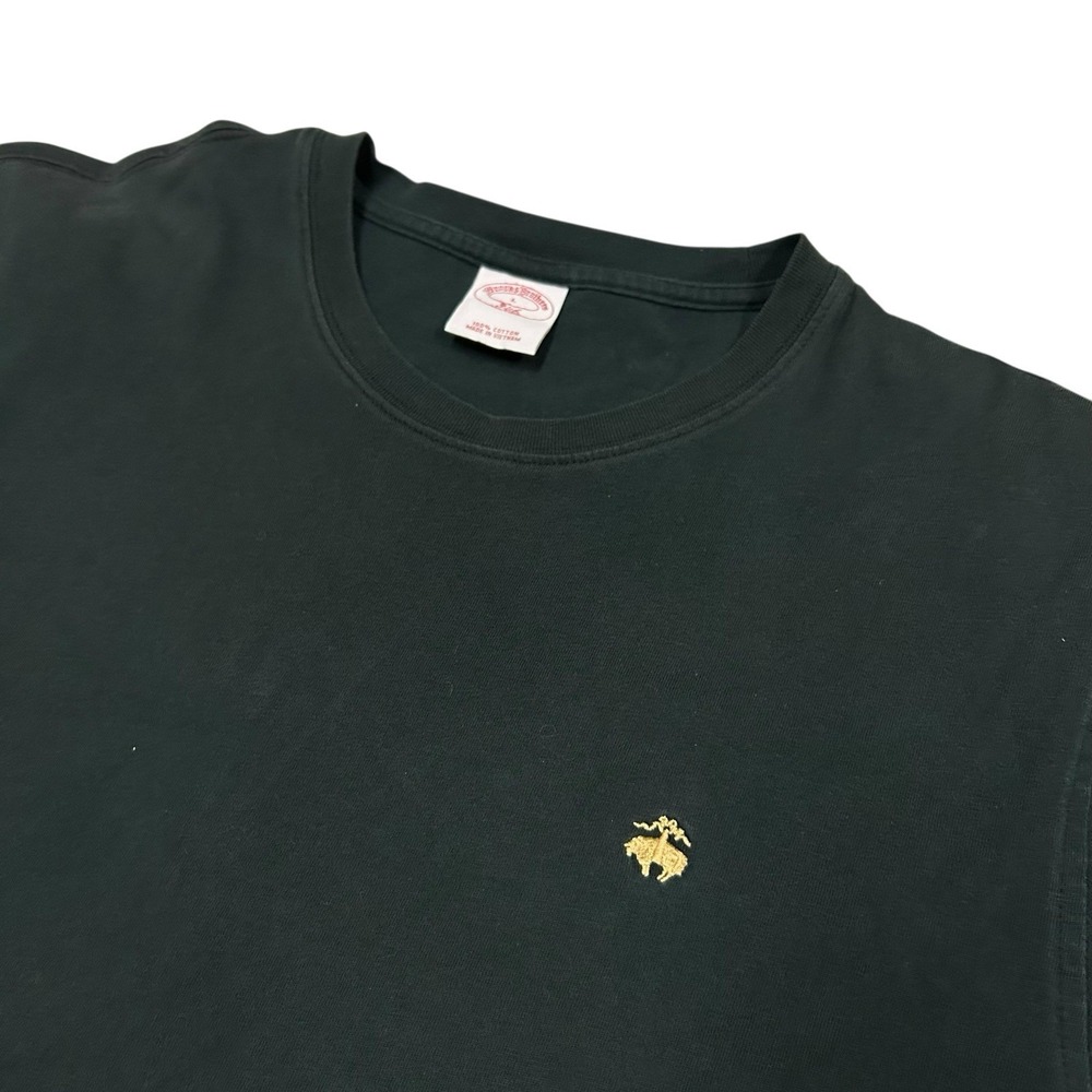 Brooks Brothers 346 T-Shirt Mens Large Black Cotton Short Sleeve Crew Neck